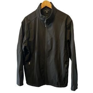 COAL HARBOUR Black Fleece Lined Lightweight Zip Up Rain Fall Jacket XL